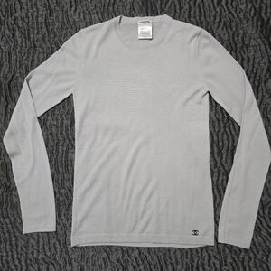 Chanel Gray Blue Long Sleeve Cashmere Women's Tee XS S 36